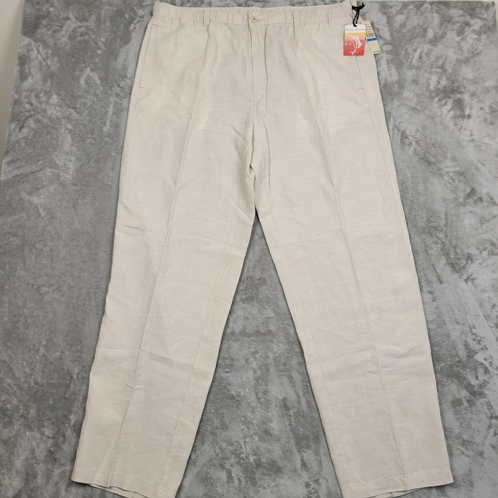 Tommy Bahama RELAX Men's 100% Linen Pants 1XB (43x34) Draw String Natural Beige